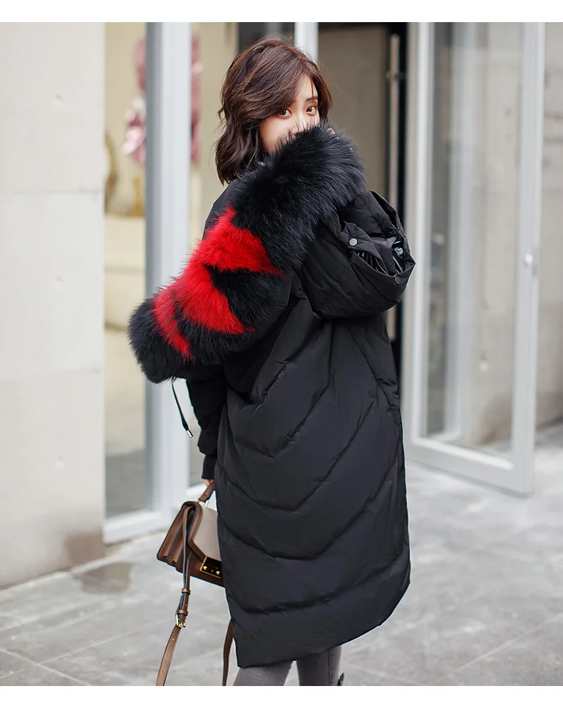 Down Jacket 80% White Duck down Winter Trend Simple Cool Long Sleeve Mid-length Solid Color Hooded Fashion
