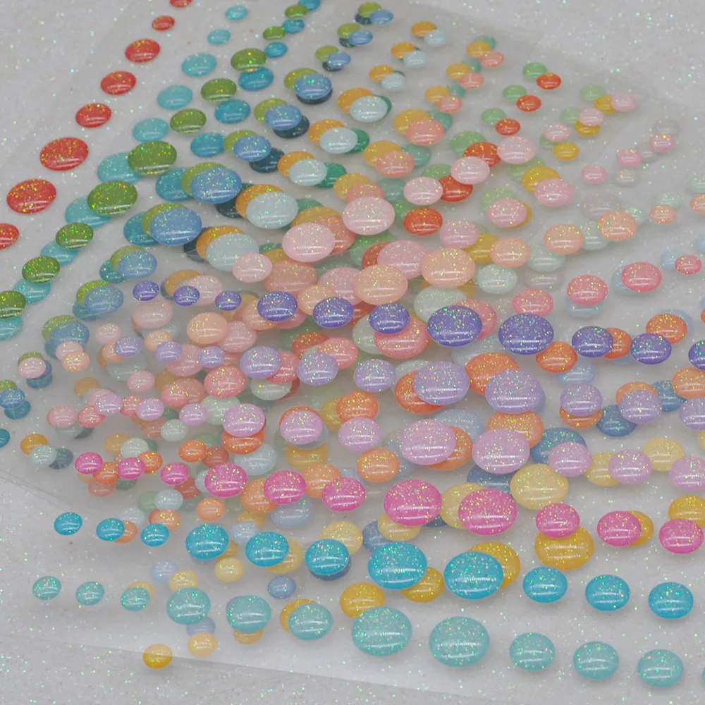 Enamel Dots Sticker 6PCS/SET Scrapbooking Sparkle Glitter Stickers Sugar Sprinkles Self- Adhesive Resin DIY Scrapbooking ES062