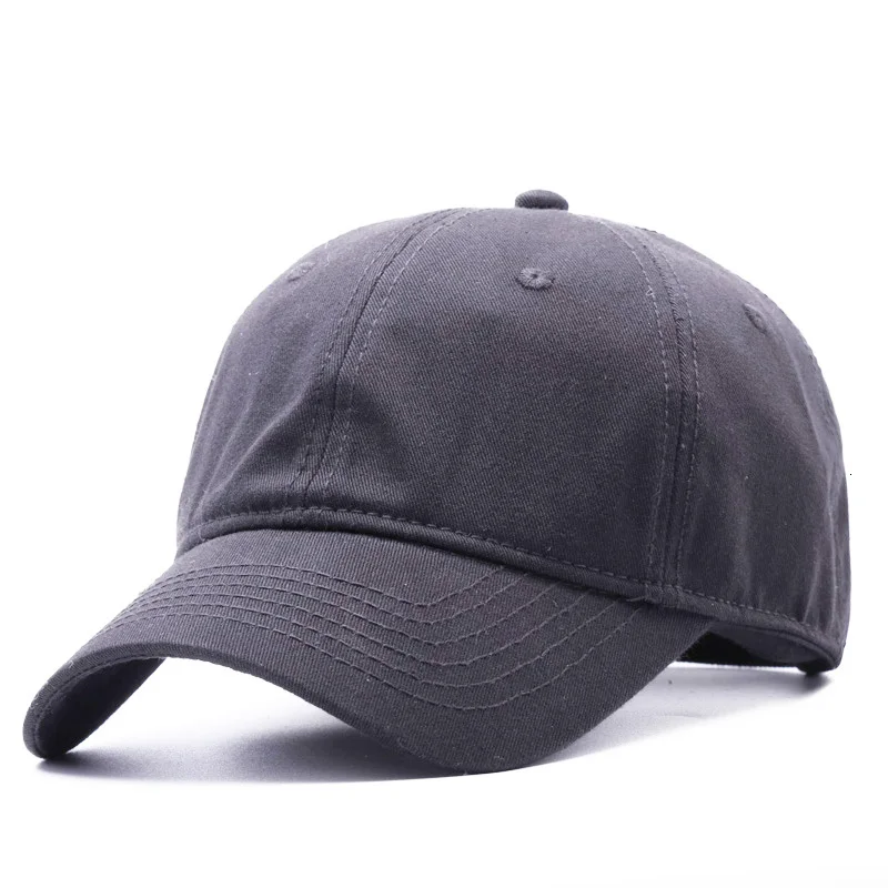 Большая голова мужской большой размер хлопок Бейсболка мужская летняя полиэфирная Солнцезащитная шляпа мужская большой размер s Snapback шляпы M 55-60 см L 60-65 см - Цвет: Cotton grey