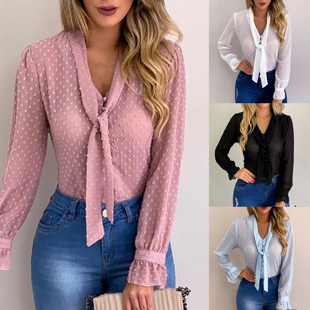 

JODIMITTY Summer Chiffon Tops Women Pink Blouses and Shirt New Sweet Office Style Women Long Sleeve Shirt blusas mujer de moda