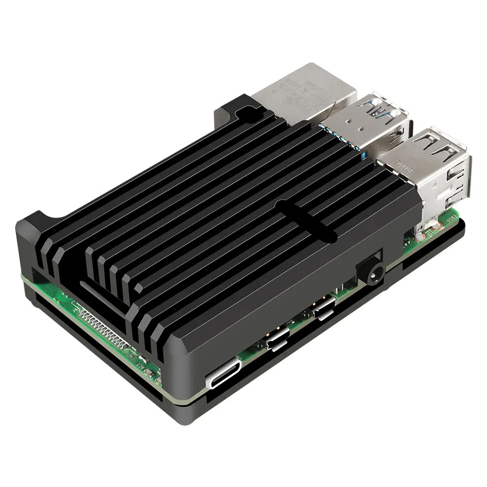 Raspberry Pi 4/3 алюминиевый корпус черный с двойные вентиляторы охлаждения металлический корпус для Raspberry Pi Модель 2B 3B 3B
