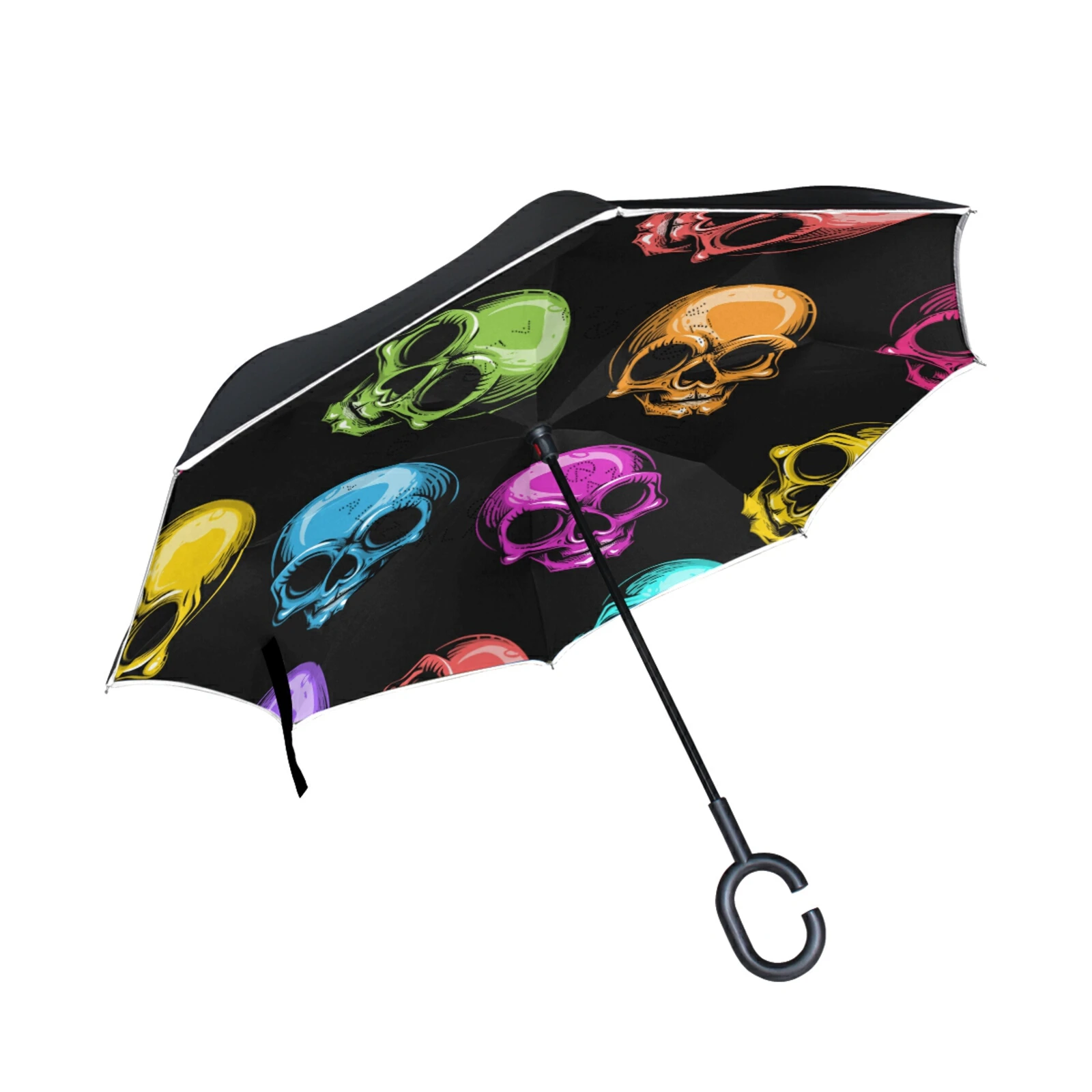 웨이브 라인 패턴과 닥스 훈트 더블 레이어 거꾸로 우산, 고품질 패션 사용자 정의 여행 크기 