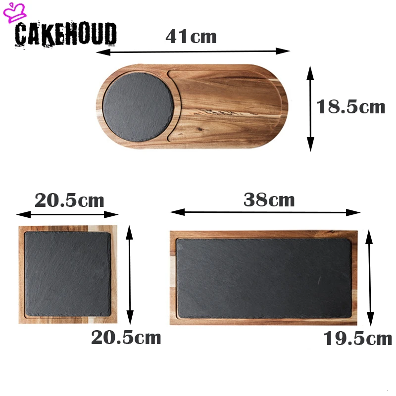 CAKEHOUD бытовая из цельного дерева поднос для закусок черная шиферная плита из акации Западный поднос для закусок японская кухня посуда набор столовых приборов