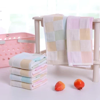 

1 Piece 25cm*25cm Color Grid Cotton Scarf Gauze Small Towel Double Infant Baby Towel Newborn Hand Towel Universal Handkerchief