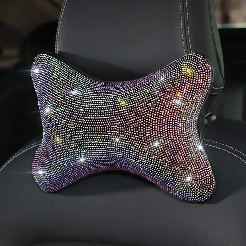 Красочный горный хрусталь кристалл крышка рулевого колеса Bling автомобиля аксессуары для интерьера чехол на автомобильный ремень безопасности Алмазная подушка для шеи для женщин