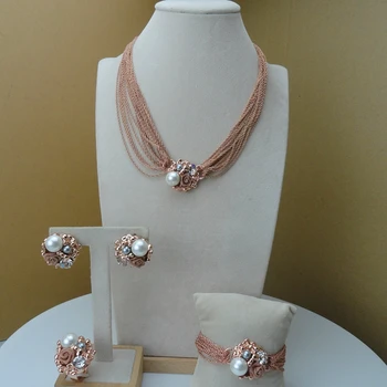 

Yuminglai Rose Gold Color Dubai Jewelry Sets for Women African Luxury Jewelry Sets FHK9559