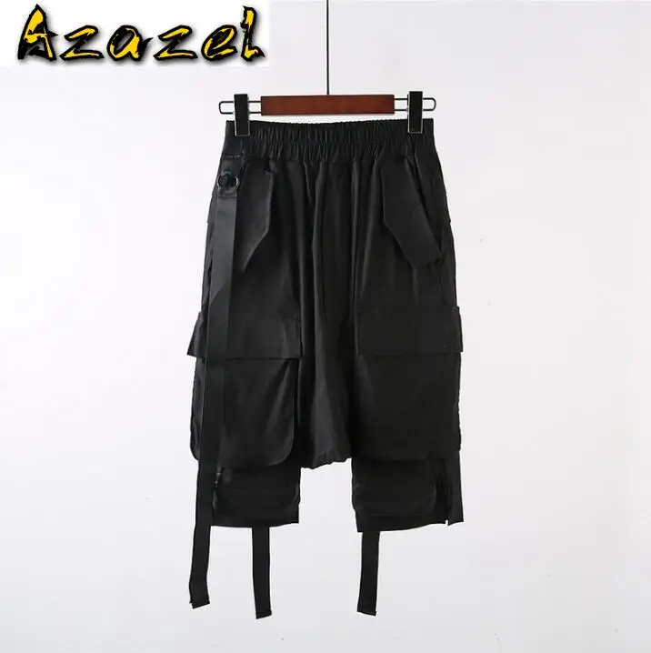 

Hot New tide personality Men's clothing Hanging Harlan pants hip-hop m multi-pocket Cotton linen work clothes middle pants