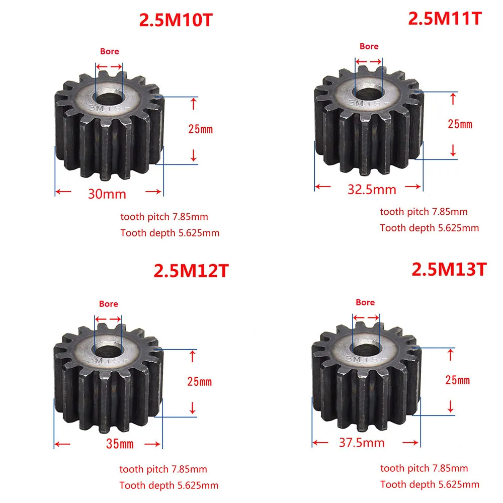 2M10T-2M40T 45# Steel Spur Gear Metal Module 2 Moter Gear Wheel 10-40 Tooth 