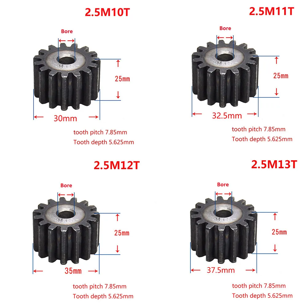 1Pcs-2-5Mod-10T-25T-45-Steel-Spur-Gear-Metal-Module-2-5-Moter-Gear ...