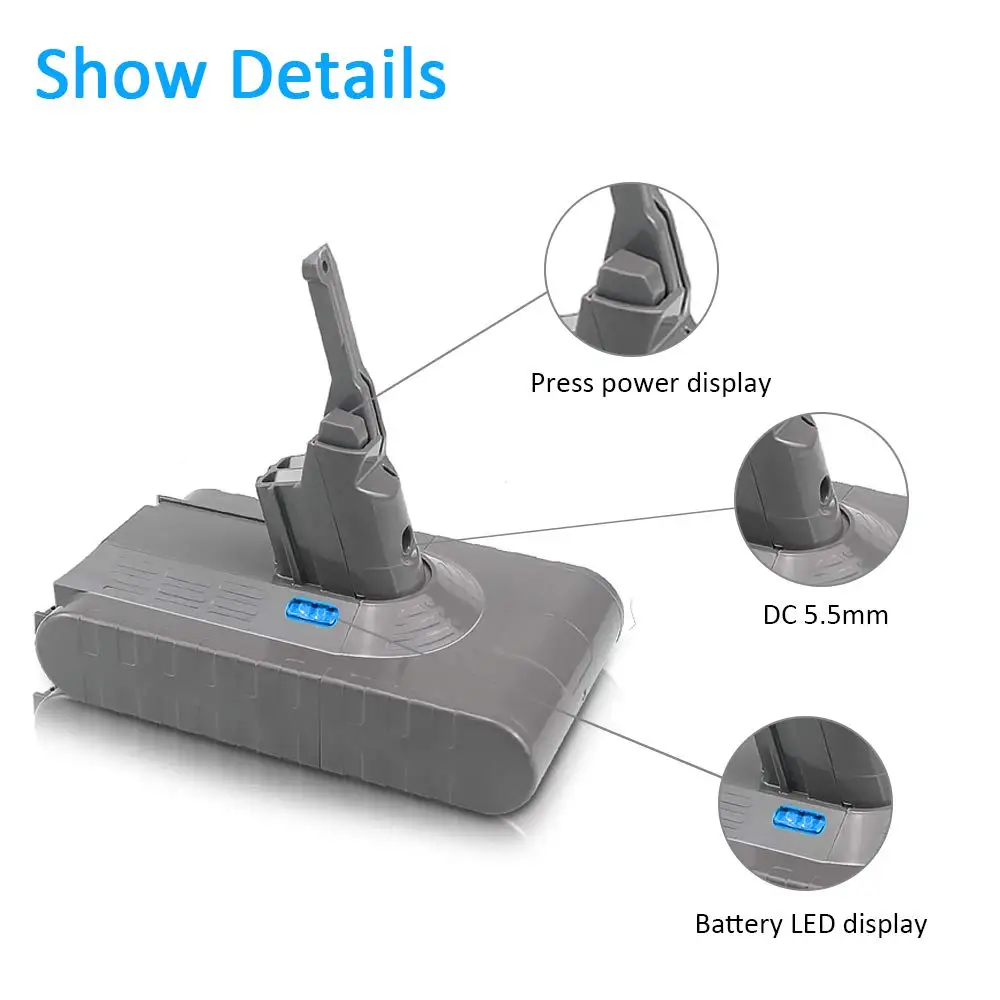 Bateria de Lítio da Substituição do Li-íon de Waitley 4.5ah para a Bateria de Dyson Aspirador Sony Baterias Compatível v7 21.6v v8 4500mah - - Image 4