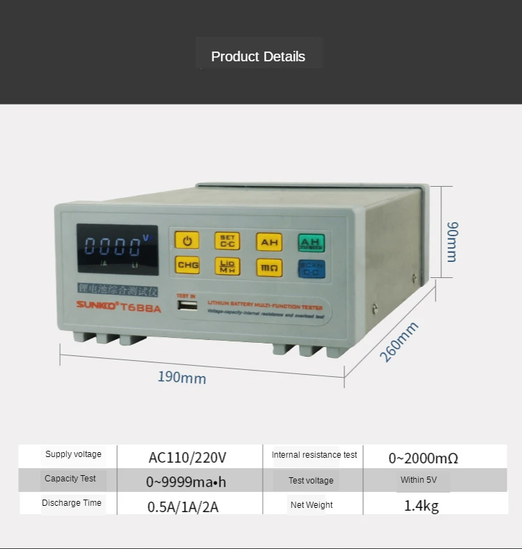 gas welding machine Battery Testing Machine Comprehensive Tester Battery Tester Capacity Voltage Overload Detector SUNKKO T688A 18650 Resistance plastic welder stapler