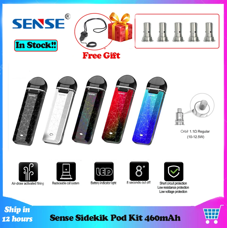 

Original Sensetech Sense Sidekik Pod Vape Kit 460mAh Buil-in Battery 2ml Capacity Pod Air-draw Switch E Cig Starter Kit