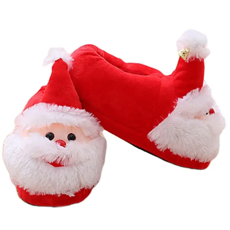 Женские и мужские рождественские тапочки с объемным изображением Санта-Клауса; зимняя плюшевая нескользящая обувь; 094B - Цвет: B