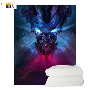 

HUGSIDEA 2020 New Throw Blanket Gothic Style Dragon Print Soft Cozy Nap Blanket Winter Warm Plush Sofa Bed Sleeping Blanket