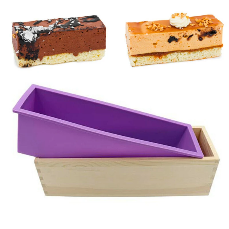 

1200ml Rectangle Silicone Soap Making Mold Wooden Box Handmade Craft Soap Mould Toast Cake Loaf Mold Baking Kitchen Tools
