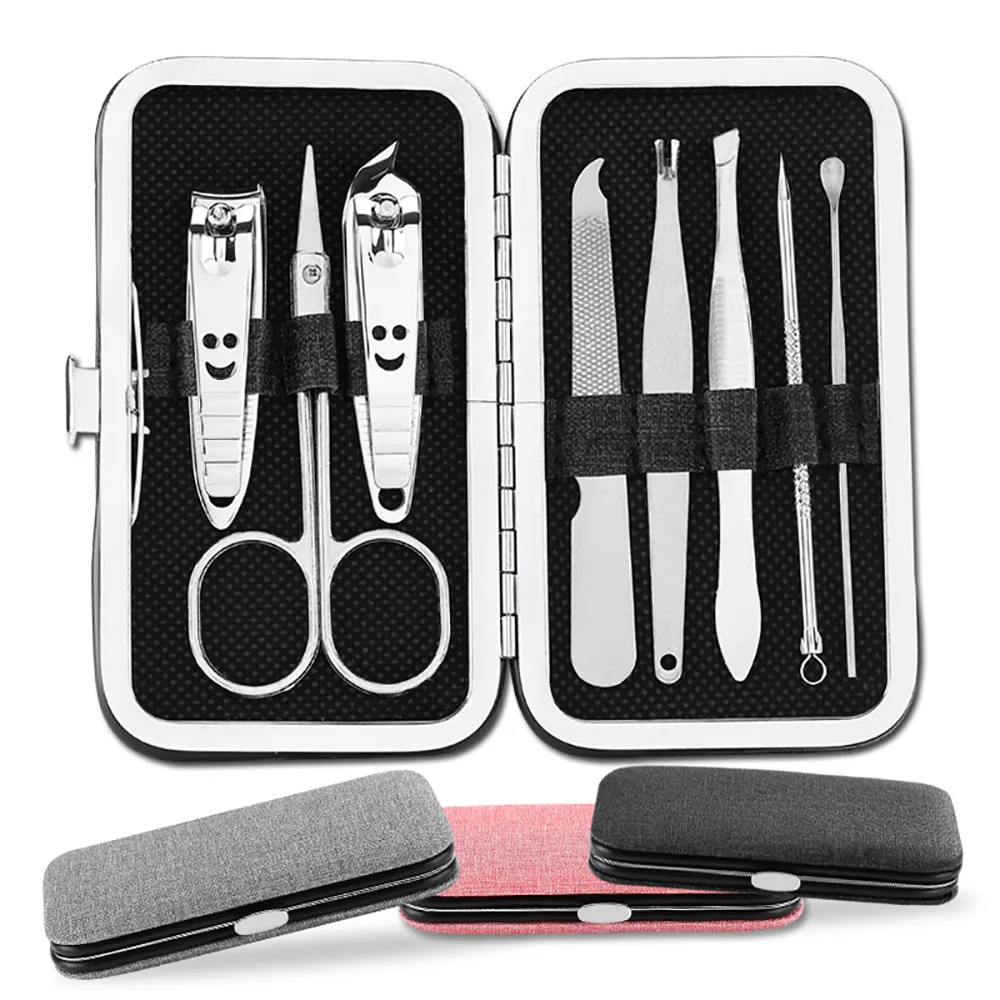 8pcs/Set New Manicure Nail Clippers Pedicure Set Portable Travel Hygiene Kit Stainless Steel Nail Cutter Tool Set#H