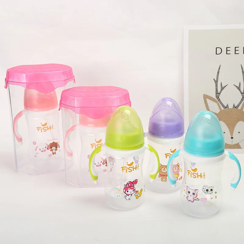 

1-3 Years Old Infants Feeding Bottle Arc Shatter-resistant with Handle Wide Aperture Pp300ml ntn bing Feeding Bottle