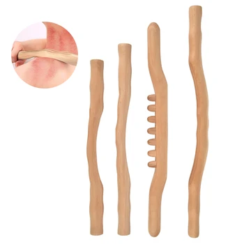 

4Pcs/Set Guasha Scraping Stick Massage Tools for Shoulder Back Body Pain Relief Physical Pressure Point Natural Wood Health Care