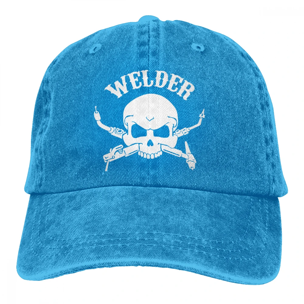 Сварщик череп Casquette глубокий Хизер унисекс Мужские Женские джинсовые бейсболка с ремешком кепки Регулируемый Гольф папа шляпа