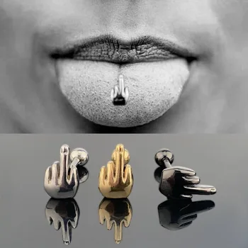 

316L Stainless Steel Sexy Punk Tongue Nails Anaphylaxis Middle Finger Tongue Nails Despise Tongue Ring Body Piercing Body Jewelr