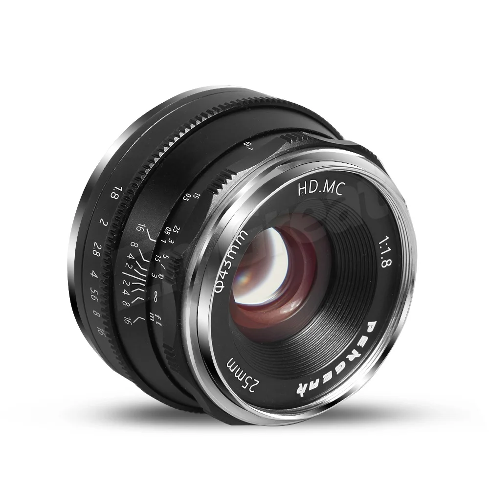 Объектив Pergear 25 мм F1.8 Prime для всех одиночных серий для крепления E/для M4/3 для камер Fuji A7 A7II A7RII X-A2 G3 G2 VS 7 ремесленников Объектив Pergear 25 мм F1.8 Prime для всех одиночных серий для крепления E/для M4/3 для камер Fuji A7 A7II A7RII X-A2 G3 G2 VS 7 ремесленников