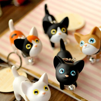 

Creative Key Chain Fashion Cute Cartoon Cat Pendant Key Rings Kitten Shake Head Bell Car Bag Keychains