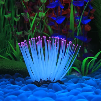 

Simulation Luminous Sea Anemone fish tank Aquarium Plant Decoration Silicone Sea Anemone with Glowing Effect Ornament Decoration