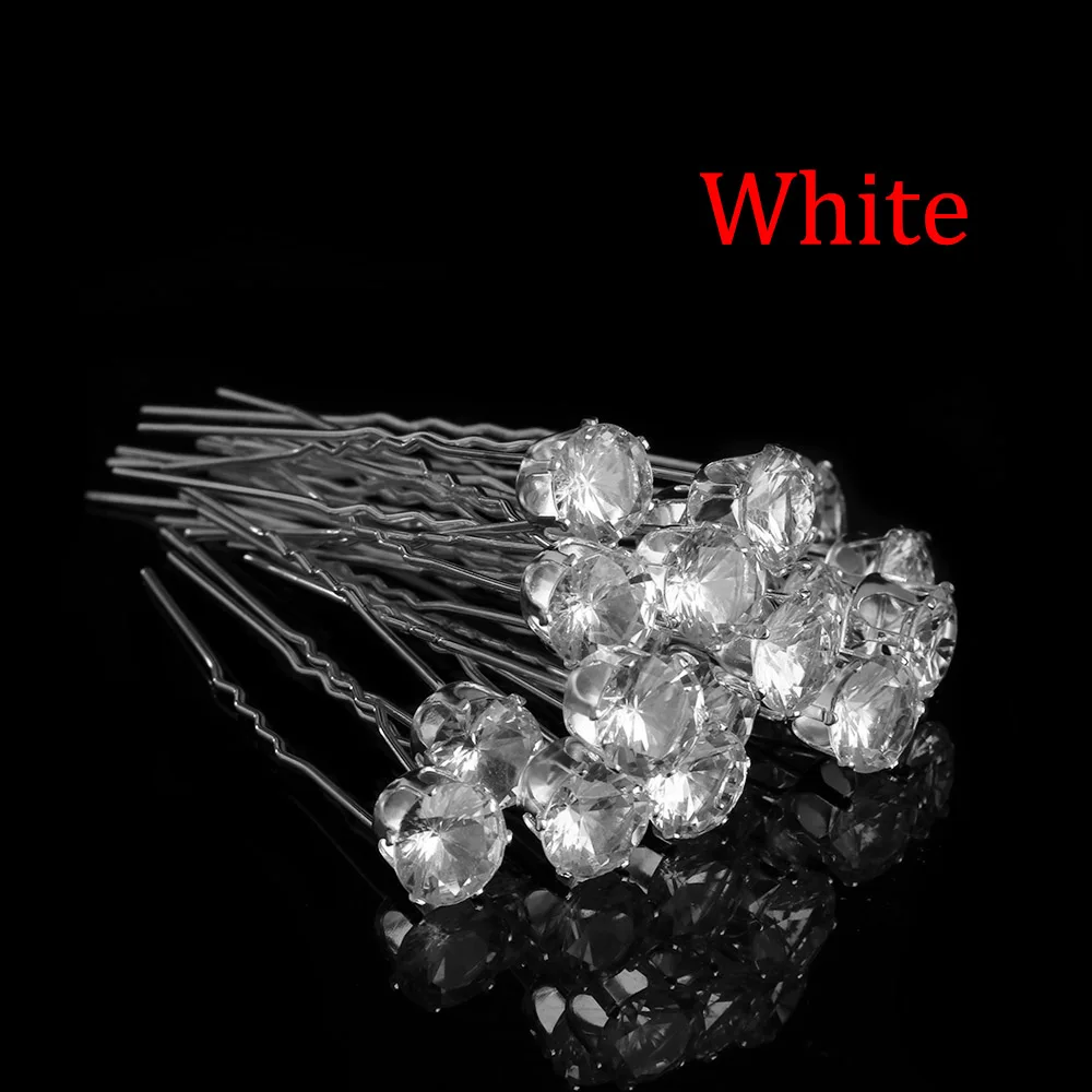 White 20 шт./лот, новейший специальный дизайн из горного хрусталя, заколки для волос с бабочкой, женские свадебные украшения для волос, хороший подарок - Окраска металла: White