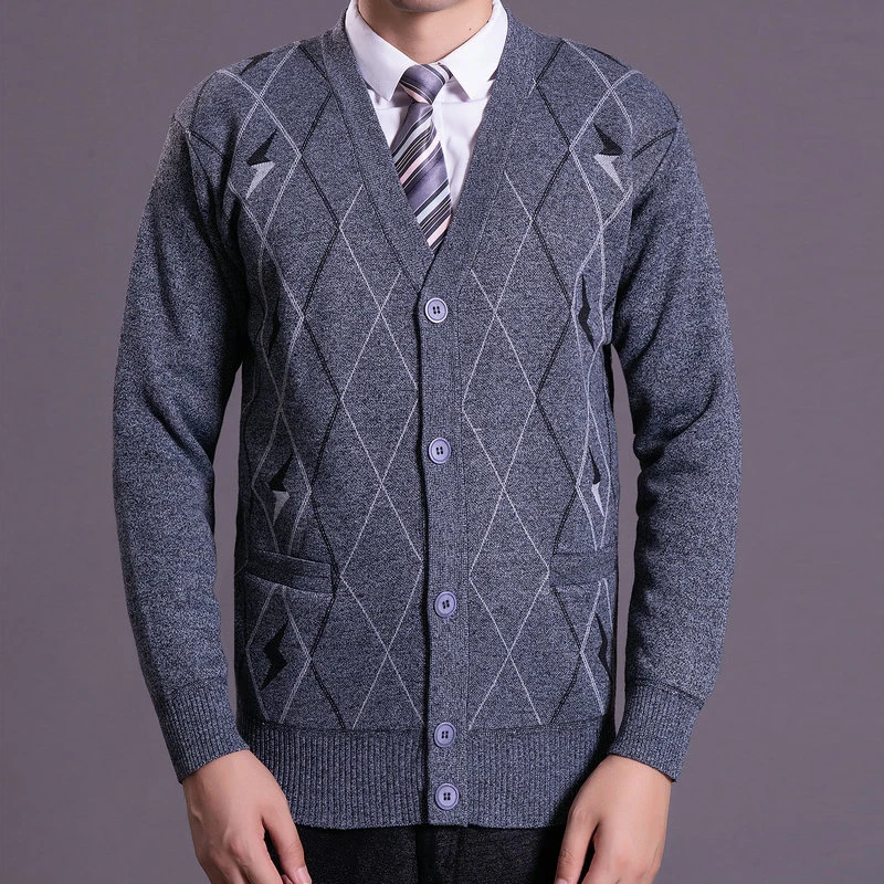 Autumn Early Winter Men Business Smart Casual Cardigan Sweaters Male Warm Thick V-neck Knitted Top Man Single Breasted Knitwear