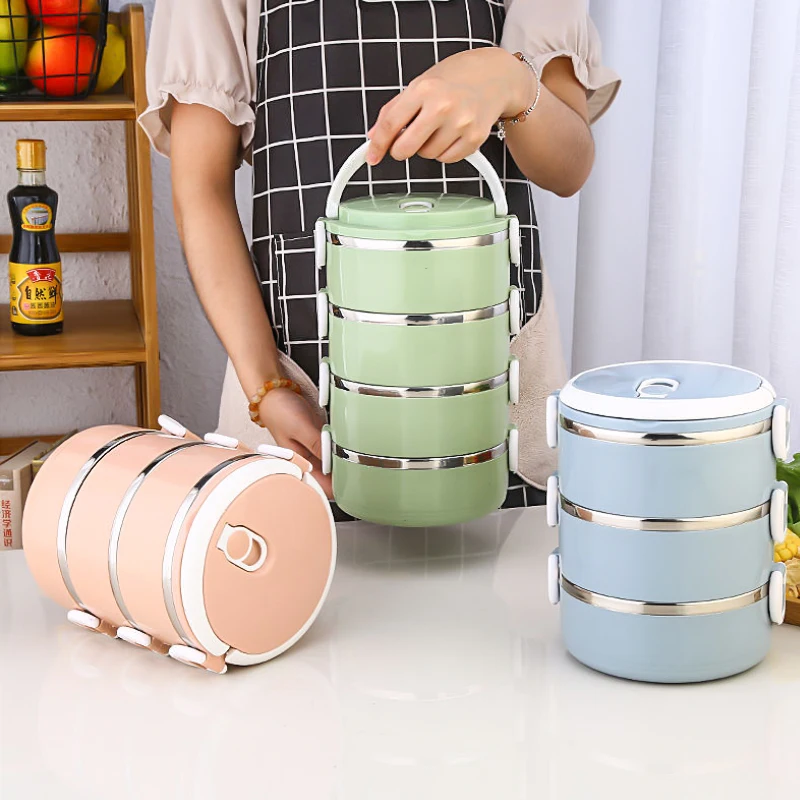 2/4 Leak-Proof Lunch Box Layer Cute Japanese Lunch Box For Kids School Portable Food Container Stainless Steel Bento Box Kitchen