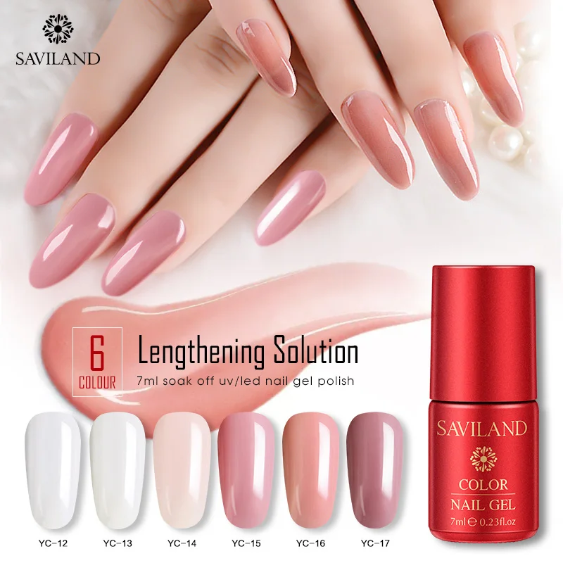 

Saviland Acrylic Poly Extension Gel Varnish Quick Building Gel Polish Clear Pink Nail Tips Builder UV Gel Nail Art Soak Off