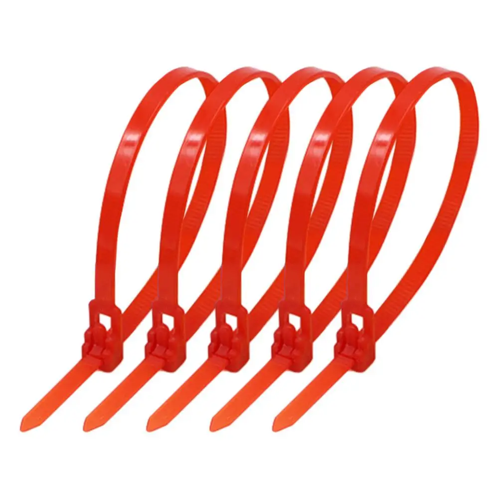 5mm x 250mm Self Locking Nylon Cable Ties Industrial Wire Zip Ties Red 100pcs 