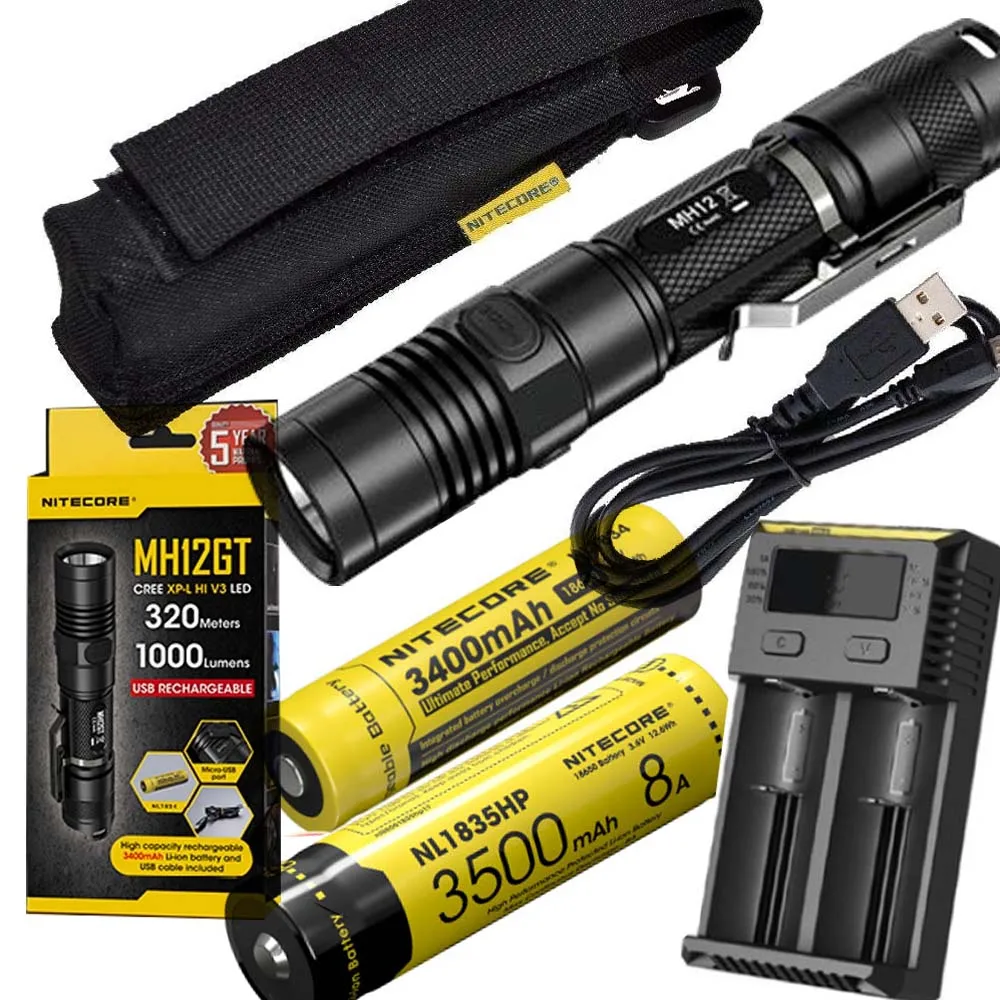 NITECORE MH12GT 1000 люмен светодиодный 18650 3400 мАч аккумулятор USB Перезаряжаемый Фонарик поисково-спасательный портативный фонарь