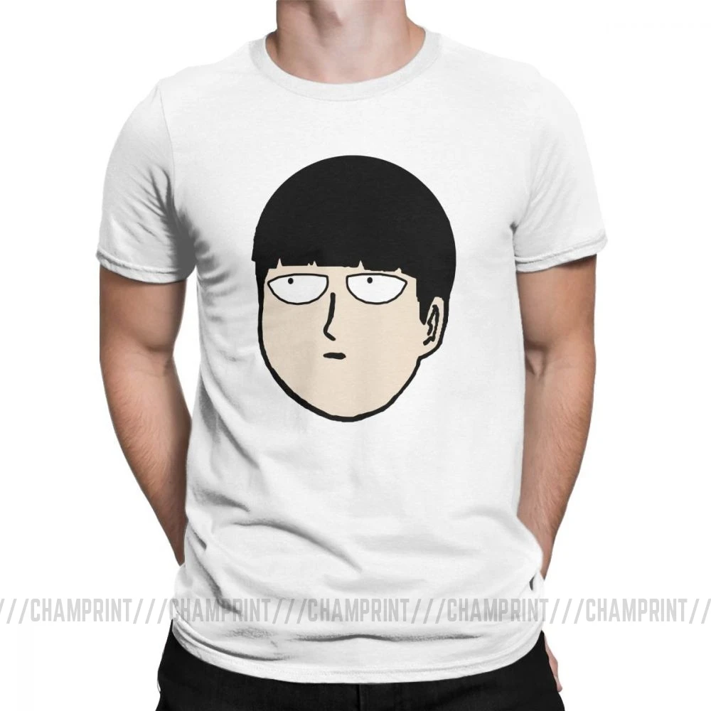 Mob Psycho 100, мужские футболки из чистого хлопка, креативная футболка с круглым воротником, футболки с коротким рукавом, одежда в подарок - Цвет: Белый