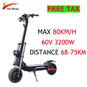 

Electric Scooter 60V 3200W Foldable Electrico Motorcycle Pedal Aduble Double Driver 10 Inch Electric Scooters Waterproof scooter