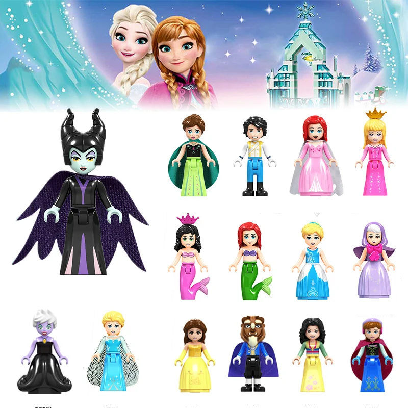 Строительные блоки Белоснежка сказка девушка Фигурки Золушка Русалка Белль Анна