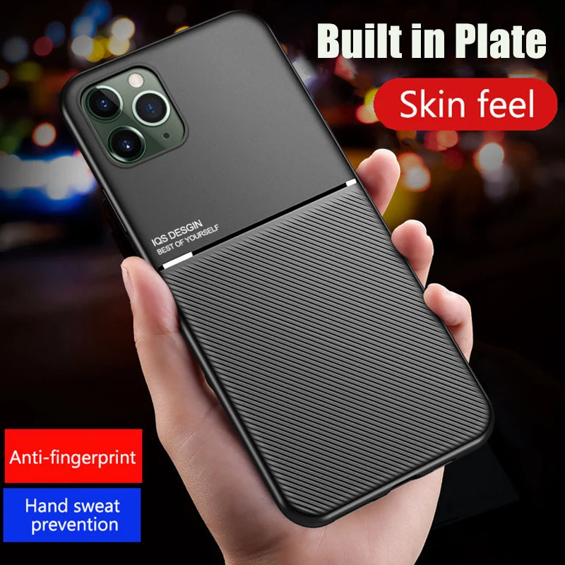 Magnetic Car Phone Case for iPhone 15 14 11 13 Pro MAX XR XS 12 Mini 7 8 Plus Built-in Magnet Metal Soft TPU Shockproof Cover