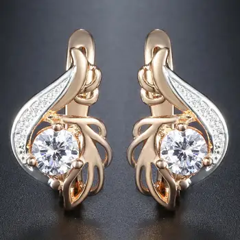 

Davieslee Round Clear CZ Dangle Earrings for Women Cubic Zirconia 585 White Rose Gold Filled DGE104