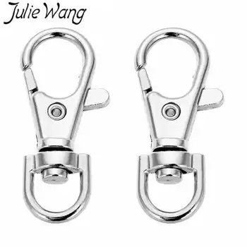 

Julie Wang 10PCS Swivel Lobster Clasp Clips Hook Split Key Ring Handbag Strap Keychain Jewelry Making Findings Bag Accessory