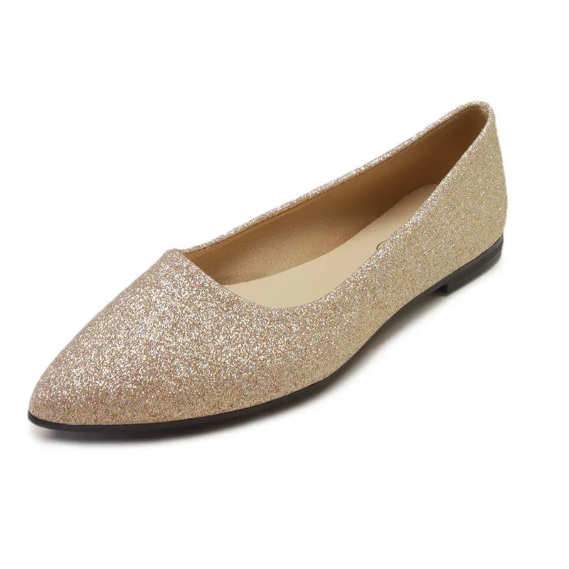 gold flat dress shoes