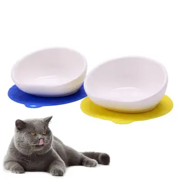 

Cute Cat Dual-use Ceramic Bowl With Silicone Mat Pet Dog Creative Feeding Food Drinking Water Dish Protect Cats Cervical Feeder