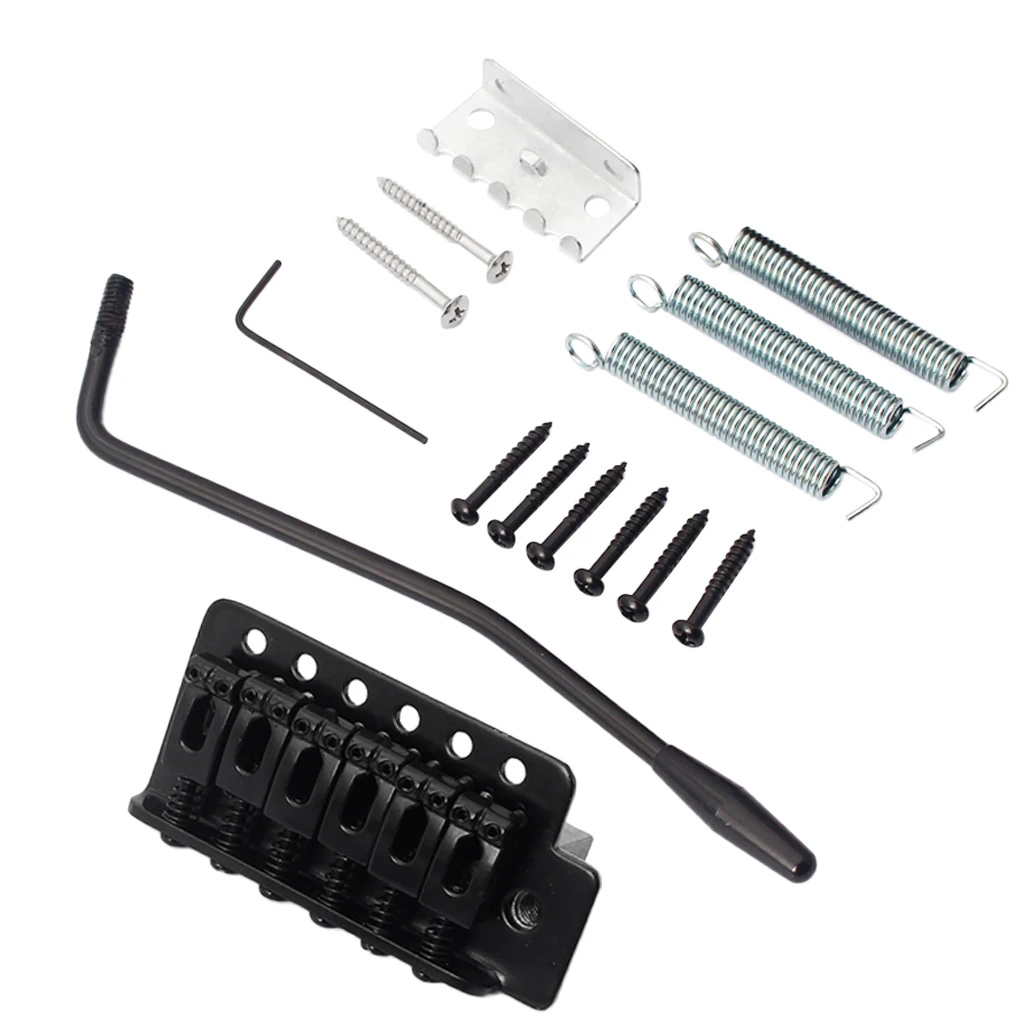 Metal Electric Guitar Tremolo Bridge Set Black, Right Handed