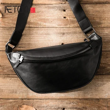 

AETOO Leather trend men's one-shoulder bag, head leather slant bag, simple hundred with chest bag, soft leather small bag