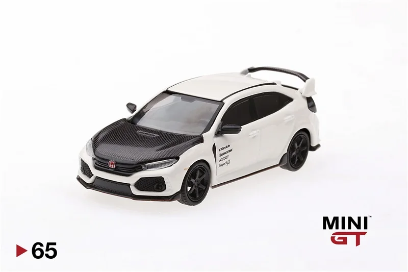 White RHD MINI GT 1: 64 Honda Civic type R(FK8) капот из углеродного волокна белый литой модельный автомобиль - Цвет: White RHD