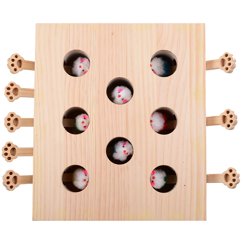 HEYPET новые игрушки для кошек в помещении из массива дерева кошки Охота игрушка Интерактивная 3/5 с круглыми Мышь сиденья нуля интерактивные Алмазная вышивка "Кошки Играют" игрушка