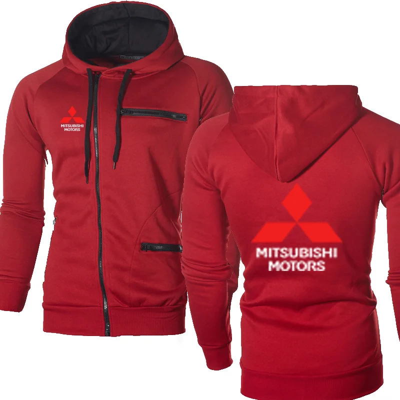 Мужские толстовки с капюшоном с логотипом Mitsubishi, повседневные флисовые теплые толстовки с капюшоном в стиле хип-хоп Харадзюку с длинным рукавом, мужская куртка на молнии - Цвет: 801
