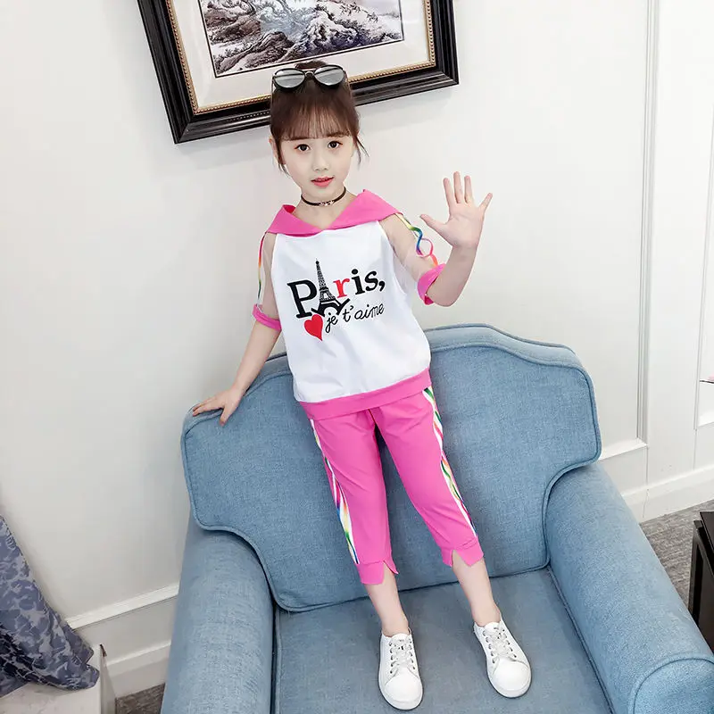 Kids Clothing Set Kids T Shirt Girls Clothing Set Kids Sports Suit Boys Clothing Set Children Sports Suit Kids Sweatshirt Set 4-14T Girls Summer Clothes Set New Fashion Color Striped Hooded Two Pieces Clothing 110-160