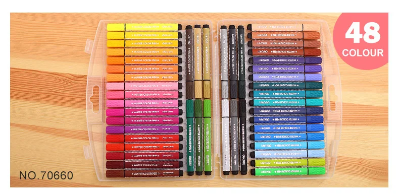Deli коробки треугольные cu gan фломастеры Детские окрашенные цветные ручки граффити 12 цветов 36 цветов 48 цветов-стирка