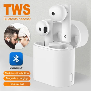 

Original TWS Wireless Earphones Bluetooth 5.0 Headphone Earbuds 3D Stereo Bass Headset with Microphone for xiaomi iphone