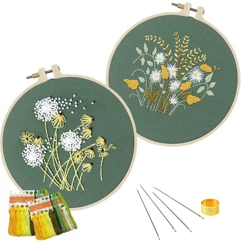 

Cross Stitch Kit DIY Embroidery Starter Kit Embroidery Kits Embroidery with Pattern, Bamboo Hoop, Color Threads & Tools